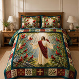 H.PAI Jesus Cardinal Faith Quilted 3-Piece Bedding Set