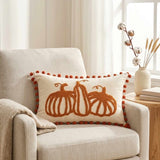 Three Pumpkin Tufted Lumbar Pillow Cover