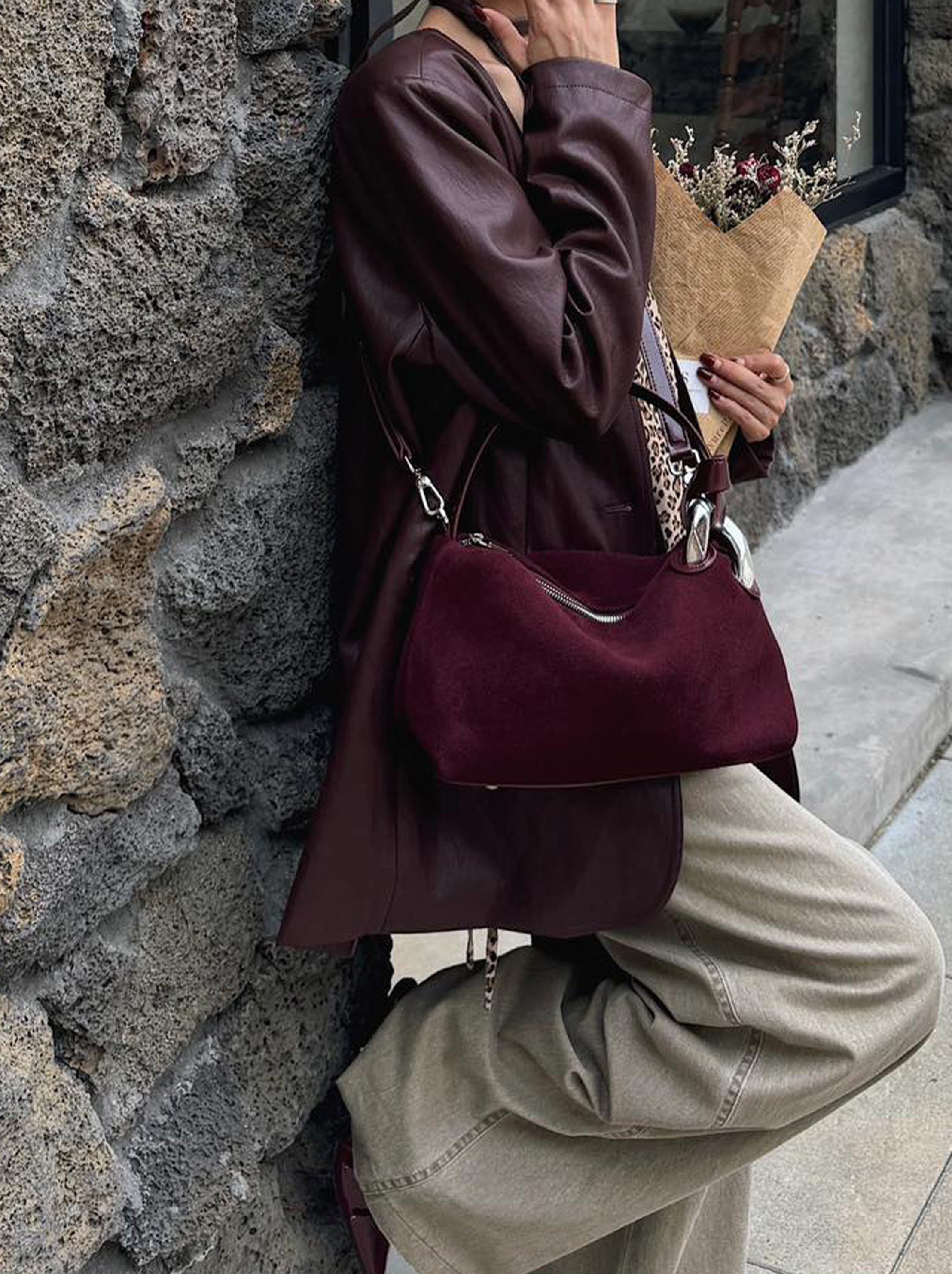 Suede Hobo Bag