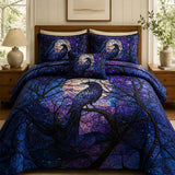 H.PAI Raven Moonlit Forest Quilted 3-Piece Bedding Set