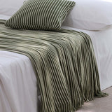 Classic Stripe Knitted Throw Blanket & Pillow Cover Set