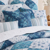 Blue Cottage Patchwork Quilted 3-Piece Bedding Set