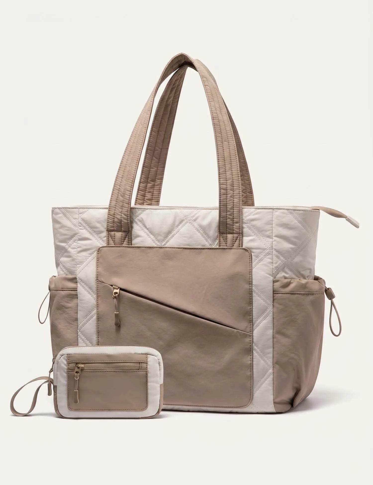 2Pcs Quilted Puffer Tote Bag