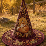 H.PAI Autumn Fox Woodland Cottage Handcrafted Quilted Witch Hat
