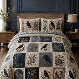 H.PAI Raven Moonlit Patchwork Quilted 3-Piece Bedding Set