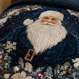 Blue Santa 3‑Piece Quilted Bedding Set