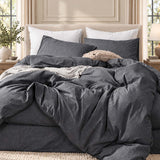 Solid Color Cotton 3-Piece Duvet Cover Bedding Set