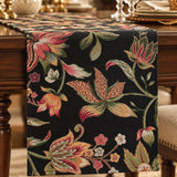 Vintage Floral Botanical Faux Linen Jacquard Table Runner