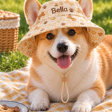 Personalized Pet Paw Quilted Dog Hat – Custom Pet Name With Ear Holes