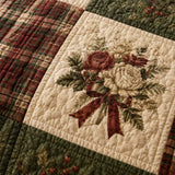 Christmas Rose Patchwork Quilted 3-Piece Bedding Set