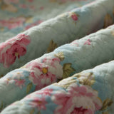 Vintage Rose Floral Print Quilted 3‑Piece Bedding Set