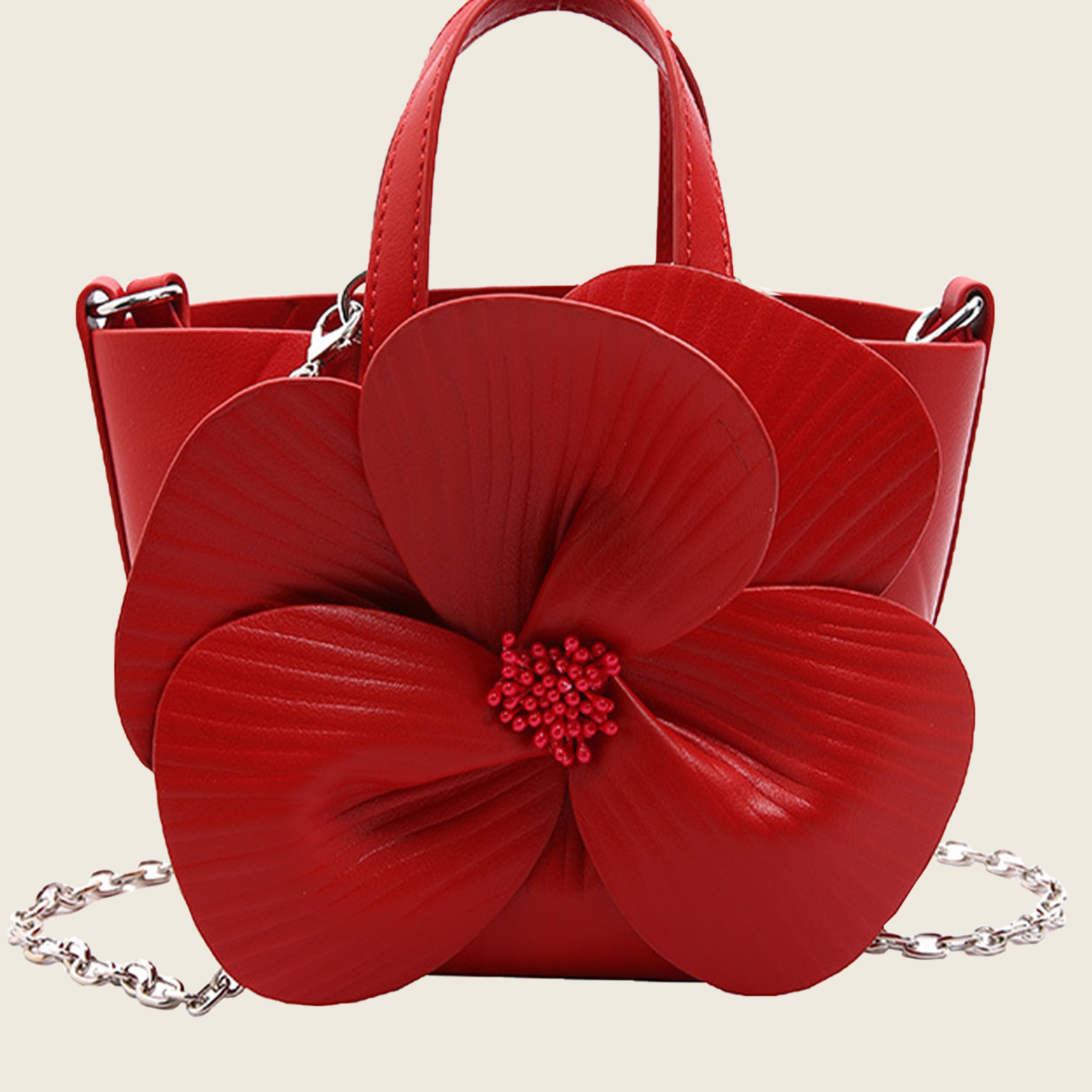 Camellia Flower Bucket Bag Elegant Floral Party Handbag