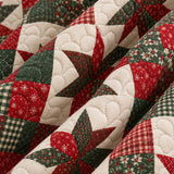 Christmas Star Patchwork Quilted 3-Piece Bedding Set