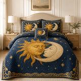 Celestial Sun Moon Mystic Garden Quilted 3-Piece Bedding Set