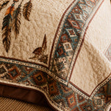 H.PAI Longhorn Skull Western Quilted 3-Piece Bedding Set – Vintage Ranch Style Quilted Bedding with Matching Pillow Shams