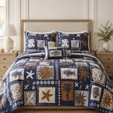 H.PAI Tropical Fish Patchwork Coastal Quilted 3-Piece Bedding Set