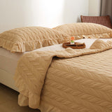 Sage Leaf Double-Layer Gauze Quilted 3-Piece Bedding Set