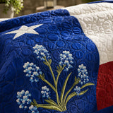 H.PAI Texas Bluebonnet Floral Quilted 3-Piece Bedding Set – Luxury Quilted Bedding with Matching Pillow Shams