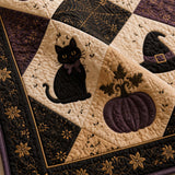 H.PAI Halloween Cat Pumpkin Quilted 3-Piece Bedding Set