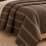 Stripe Ruffle Jacquard 100% Cotton Reversible Quilted 3-Piece Bedding Set