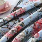 Light Blue Vintage Rose Floral Quilted 3‑Piece Bedding Set