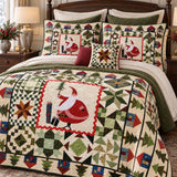 Woodland Santa Christmas Village Quilted 3-Piece Bedding Set