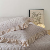 Sage Leaf Double-Layer Gauze Quilted 3-Piece Bedding Set