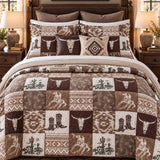 Western Cowboy Southwestern Patchwork Quilted 3-Piece Bedding Set