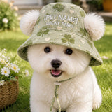 Personalized Lucky Paws Quilted Dog Hat – Custom Pet Name With Ear Holes