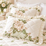 Vintage Blush Floral 100% Cotton Quilted Bed Skirt Set