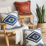 Southwestern Fringe Geometric Knitted Pillow Cover
