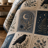 H.PAI Raven Moonlit Patchwork Quilted 3-Piece Bedding Set