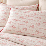 Vintage Christmas Jolly Script Quilted 3-Piece Bedding Set