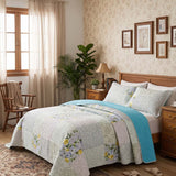 Pastel Botanical Patchwork Quilted 3-Piece Bedding Set