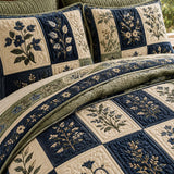 H.PAI Botanical Garden Quilted 3-Piece Bedding Set – Luxury Quilted Bedding with Matching Pillow Shams