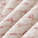 Vintage Christmas Jolly Script Quilted 3-Piece Bedding Set