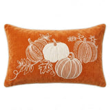 Orange Pumpkin Embroidered Lumbar Pillow Cover