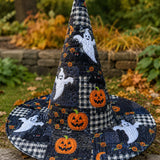 H.PAI Spooky Ghost Halloween Handcrafted Quilted Witch Hat