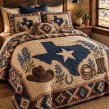 Texas Cowboy Star Southwestern Quilted 3-Piece Bedding Set