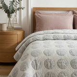 Dusty Blue Polka Dot Embossed Quilted Bedspread Cotton Puff Quilt Blanket