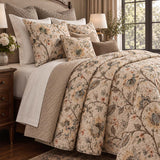 Vintage Botanical Floral Quilted 3-Piece Bedding Set