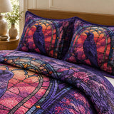 H.PAI Raven Roseglass Garden Quilted 3-Piece Bedding Set