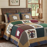 Sheep Farmhouse Folk Patchwork Quilted 3-Piece Bedding Set