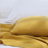 Textured Fringe Knitted Throw Blanket & Pillow Cover Set