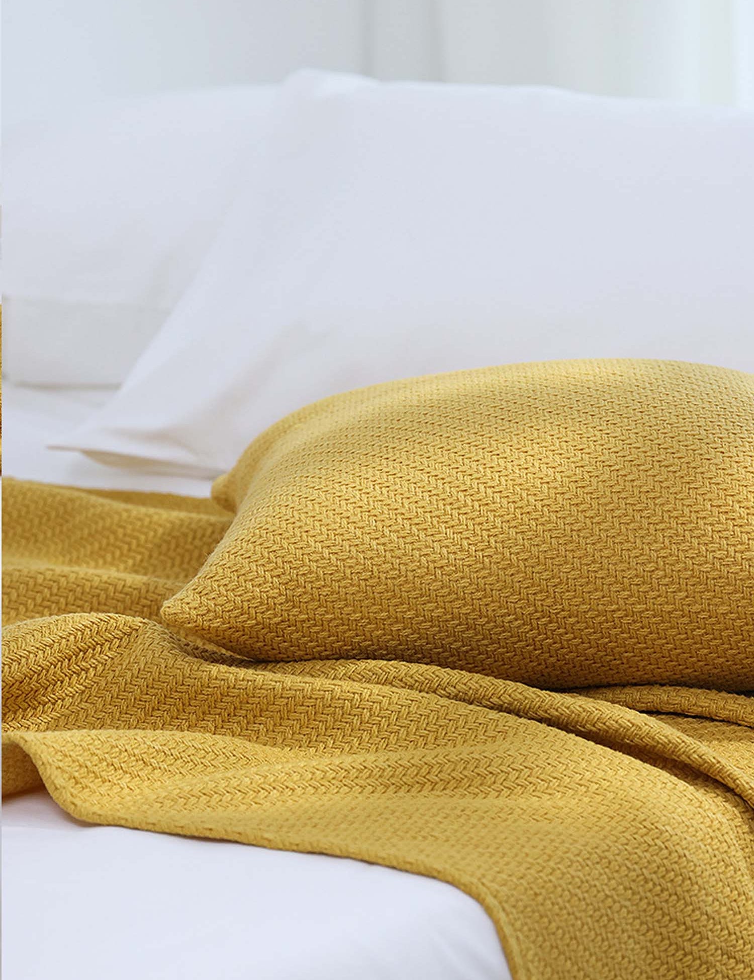 Textured Fringe Knitted Throw Blanket & Pillow Cover Set