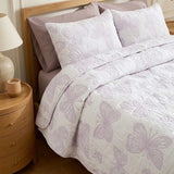 Lavender Butterfly Embossed Quilted Bedspread Puff Quilted Cotton Blanket