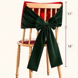 Christmas Velvet Chair Bow Sash, 29×19 inch Green Chair Back Decor
