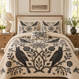 H.PAI Raven Botanical Web Quilted 3-Piece Bedding Set