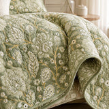 H.PAI Sage Botanical Garden Quilted 3-Piece Bedding Set