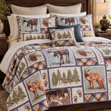Moose & Fox Woodland Plaid Quilted 3-Piece Bedding Set